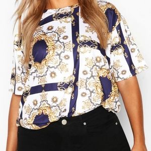NWT BooHoo Chain Print T-shirt - Plus Size 20